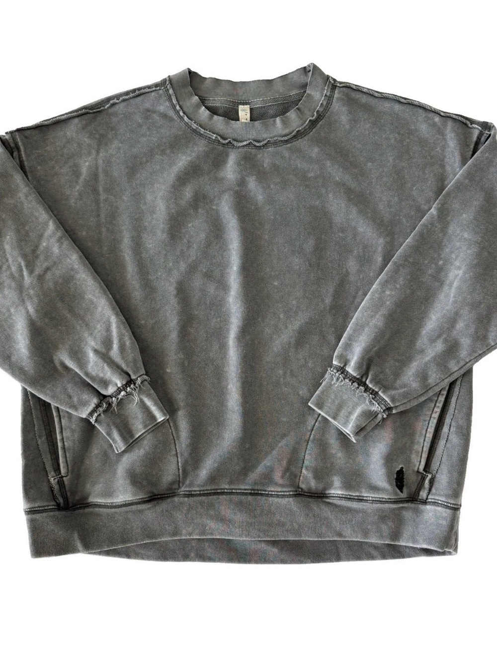 Free People FP Movement Sweatshirt Women’s Large Gray Oversized Boxy Pockets XS